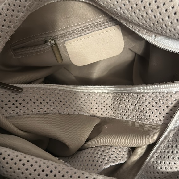 Brand New Vera Pelle Made in Italy taupe Leather Suede Hobo Shoulder Bag - Picture 9 of 16